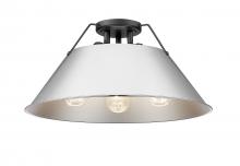  3306-3FM BLK-CH - Orwell BLK 3 Light Flush Mount in Matte Black with Chrome shade